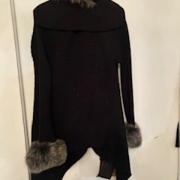 Fur trimmed draped cardigan - Picture 8 of 8